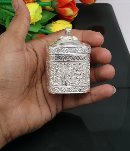 925 solid silver utensils vintage style trinket box, container/casket box bridal gifts floral work box, jewelry box silver utensils stb201 - TRIBAL ORNAMENTS