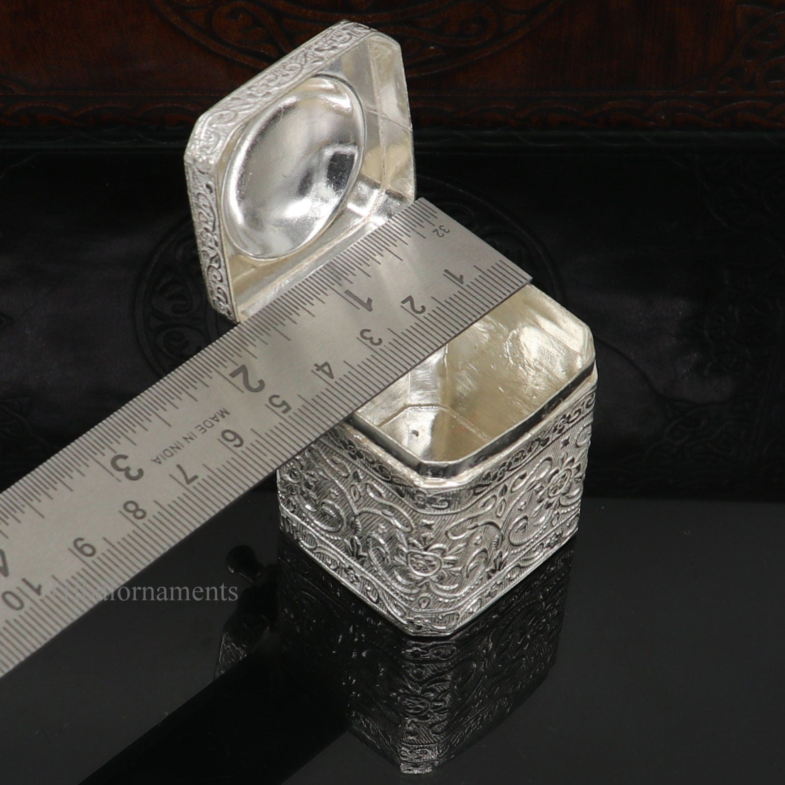 925 solid silver utensils vintage style trinket box, container/casket box bridal gifts floral work box, jewelry box silver utensils stb201 - TRIBAL ORNAMENTS