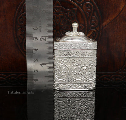 925 solid silver utensils vintage style trinket box, container/casket box bridal gifts floral work box, jewelry box silver utensils stb201 - TRIBAL ORNAMENTS
