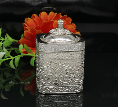 925 solid silver utensils vintage style trinket box, container/casket box bridal gifts floral work box, jewelry box silver utensils stb201 - TRIBAL ORNAMENTS
