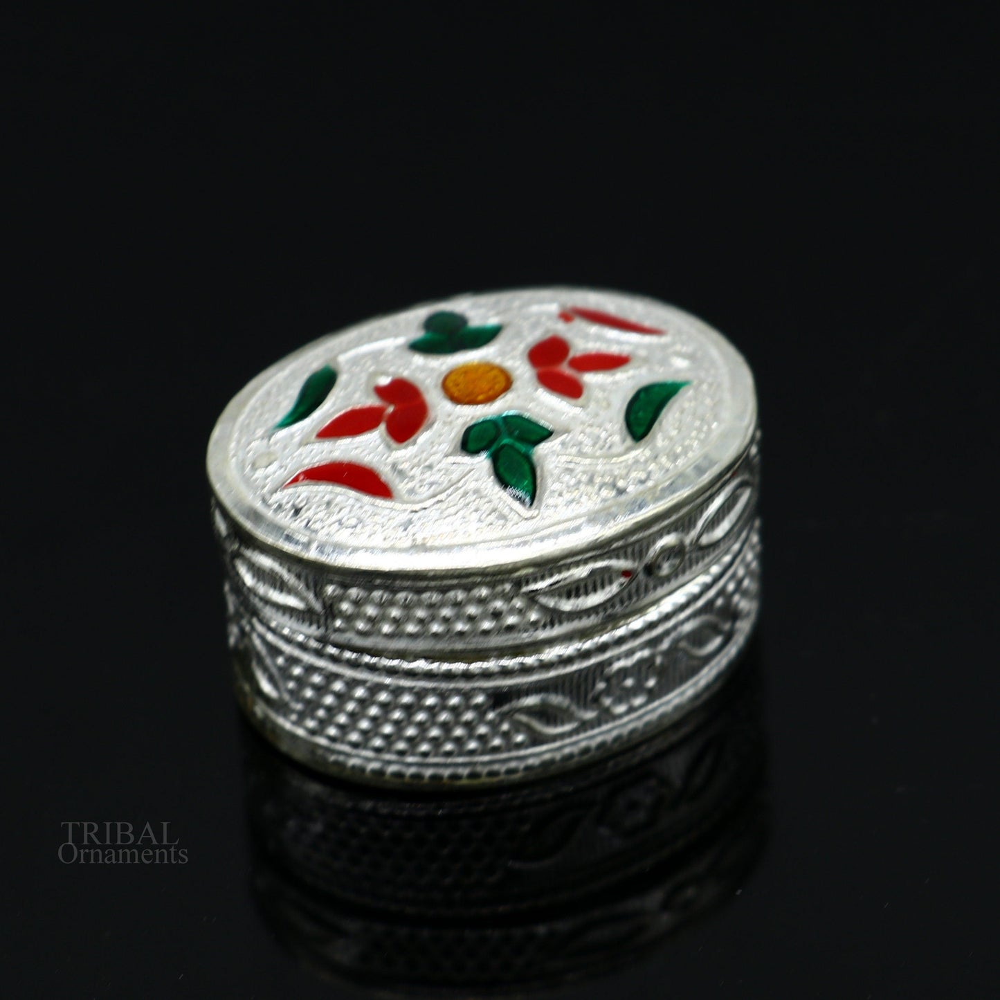 925 solid silver vintage oval shape brides gift kajal box, trinket box, sindur box, eyeliner box, silver utensils, best bridal gift stb340 - TRIBAL ORNAMENTS