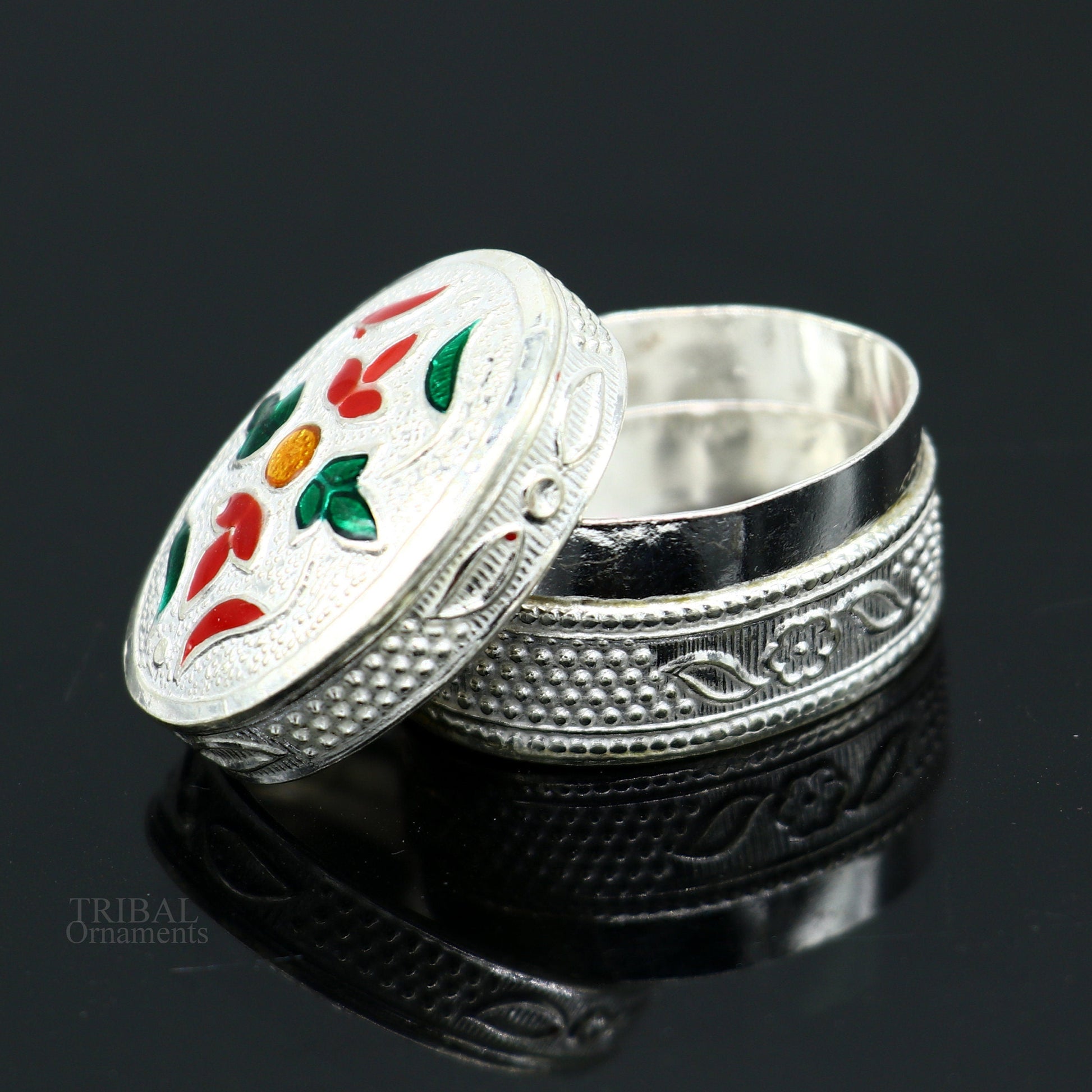925 solid silver vintage oval shape brides gift kajal box, trinket box, sindur box, eyeliner box, silver utensils, best bridal gift stb340 - TRIBAL ORNAMENTS