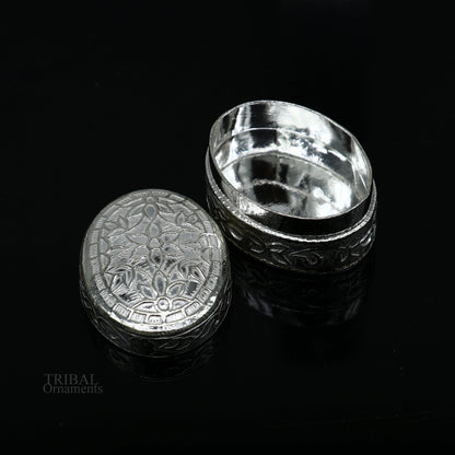 925 solid silver vintage oval shape brides gift kajal box, trinket box, sindur box, eyeliner box, silver utensils, best bridal gift stb341 - TRIBAL ORNAMENTS