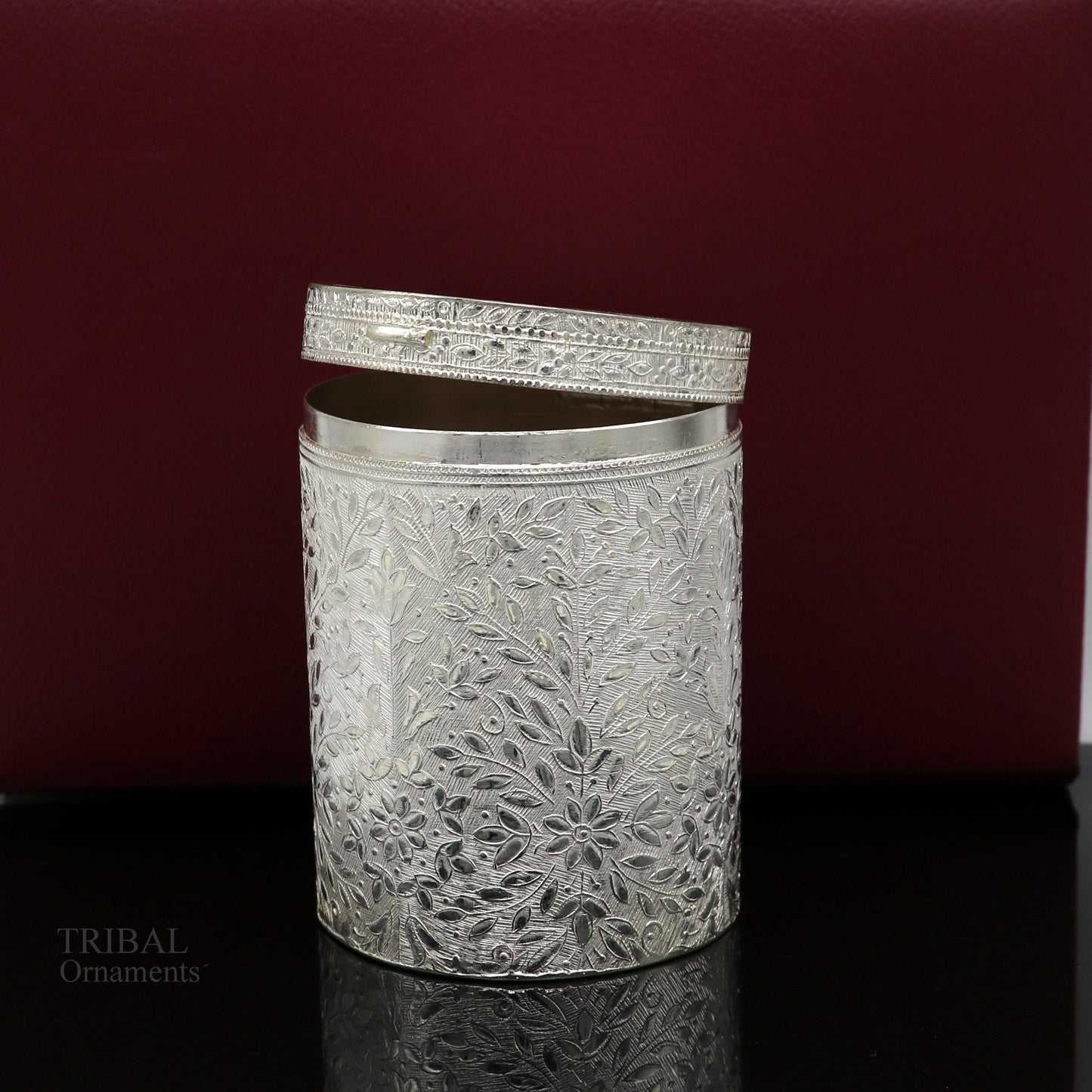 925 solid silver vintage style brides trinket box, container/casket box bridal floral work box, jewelry box silver utensils stb336 - TRIBAL ORNAMENTS