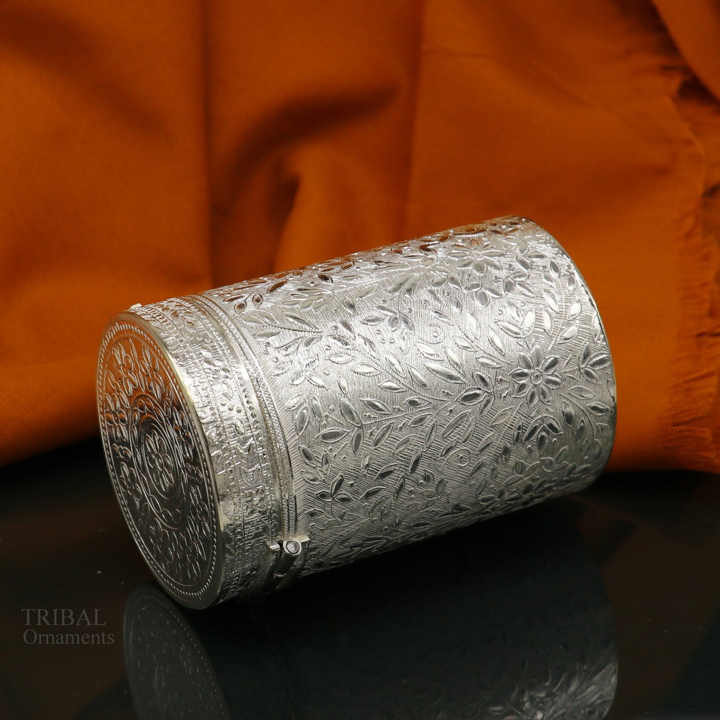 925 solid silver vintage style brides trinket box, container/casket box bridal floral work box, jewelry box silver utensils stb336 - TRIBAL ORNAMENTS