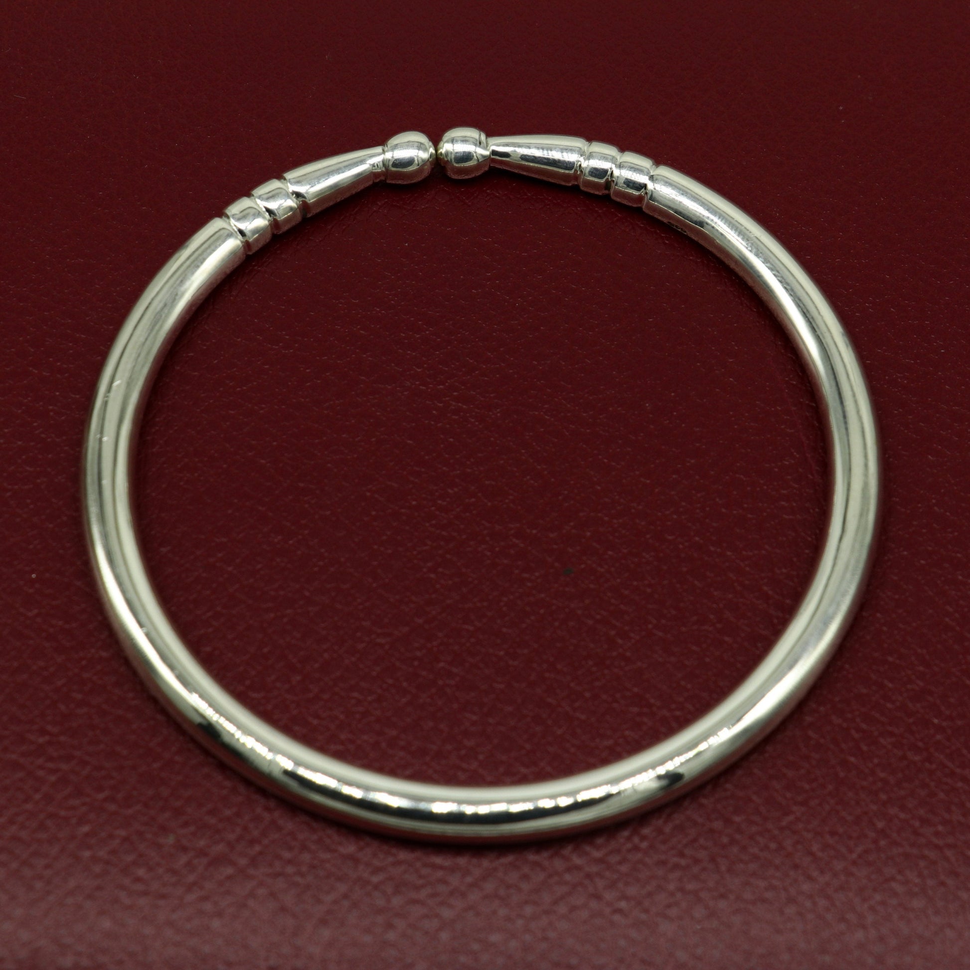 925 Solid sterling silver handmade customized design plain shiny bangle bracelet adjustable kada, best personalized gift for unisex nssk374 - TRIBAL ORNAMENTS