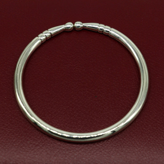 925 Solid sterling silver handmade customized design plain shiny bangle bracelet adjustable kada, best personalized gift for unisex nssk374 - TRIBAL ORNAMENTS