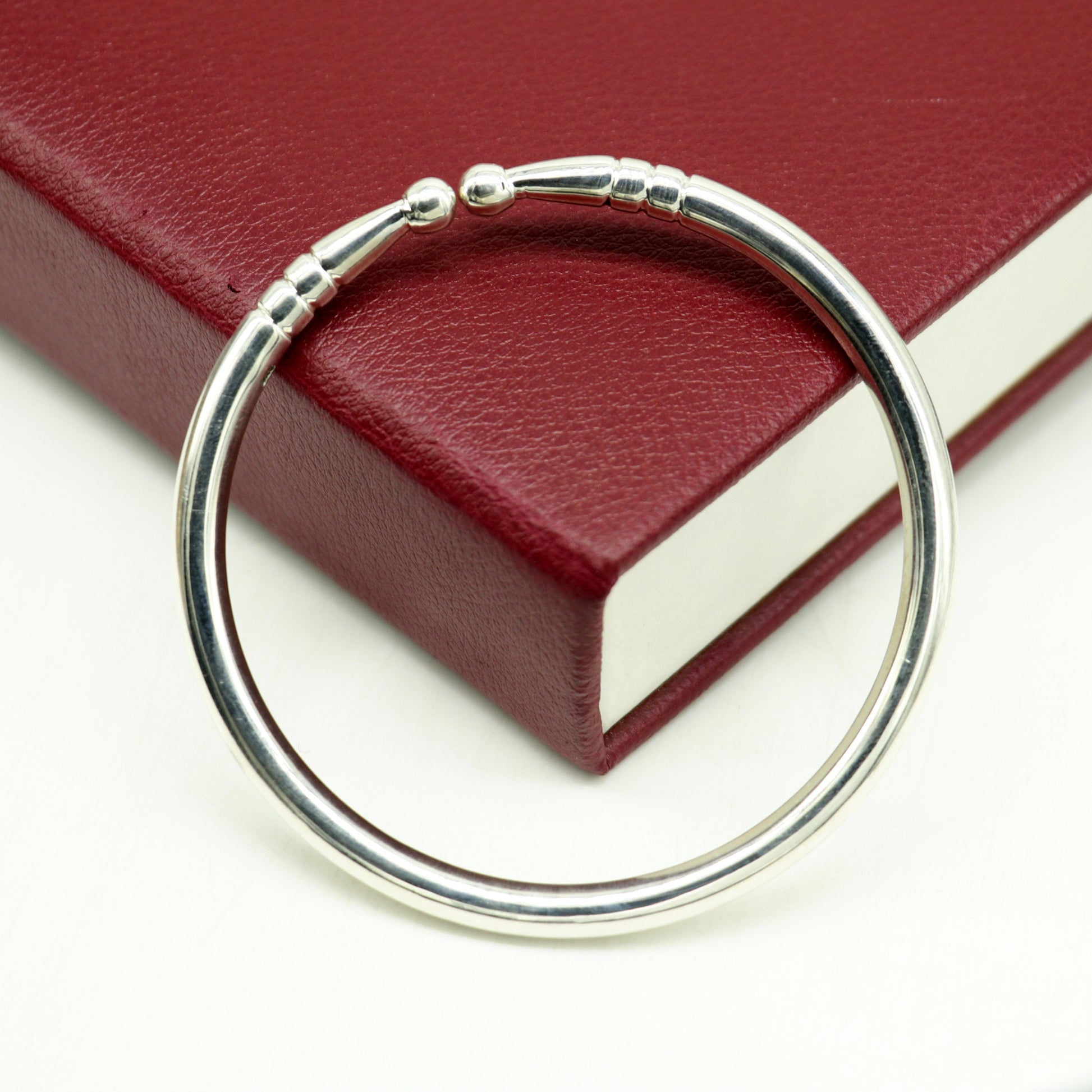 925 Solid sterling silver handmade customized design plain shiny bangle bracelet adjustable kada, best personalized gift for unisex nssk374 - TRIBAL ORNAMENTS