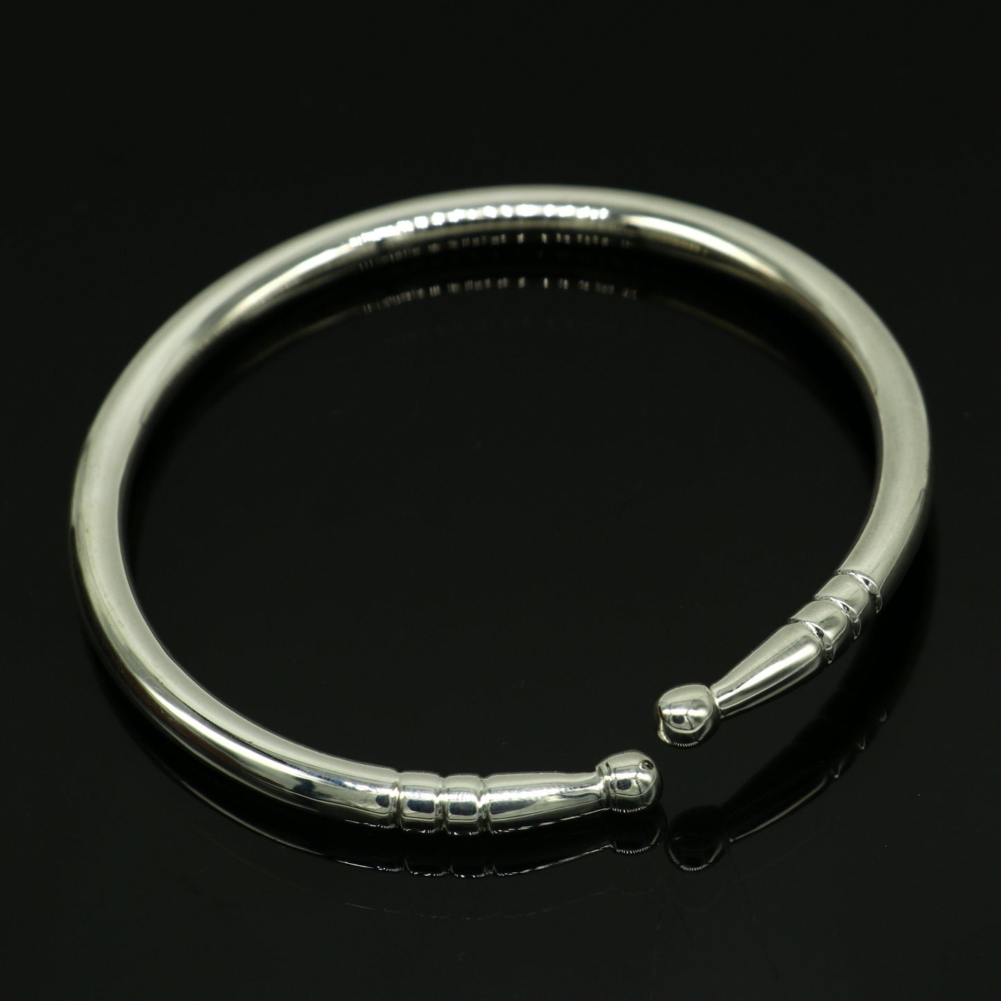 925 Solid sterling silver handmade customized design plain shiny bangle bracelet adjustable kada, best personalized gift for unisex nssk374 - TRIBAL ORNAMENTS