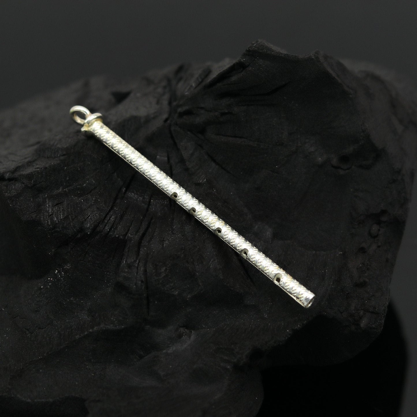 925 sterling silver handmade Krishna idol with flute, featuring intricate details, ideal for gifting or religious decor.
