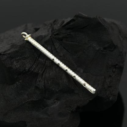 925 sterling silver handmade Krishna idol with flute, featuring intricate details, ideal for gifting or religious decor.