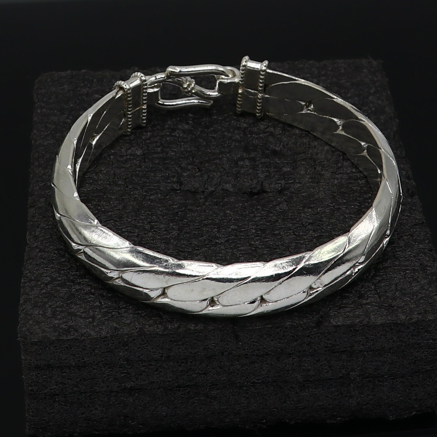 925 Solid Sterling silver handmade vintage style heavy bangle bracelet kada tribal jewelry best for men's gifting silver articles nsk808 - TRIBAL ORNAMENTS