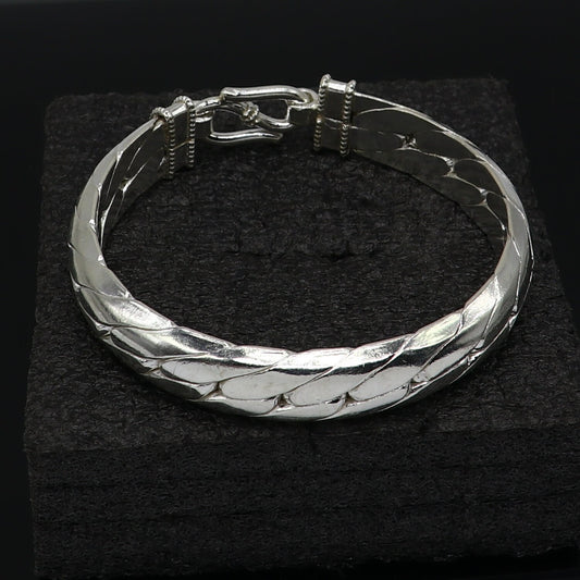 925 Solid Sterling silver handmade vintage style heavy bangle bracelet kada tribal jewelry best for men's gifting silver articles nsk808 - TRIBAL ORNAMENTS