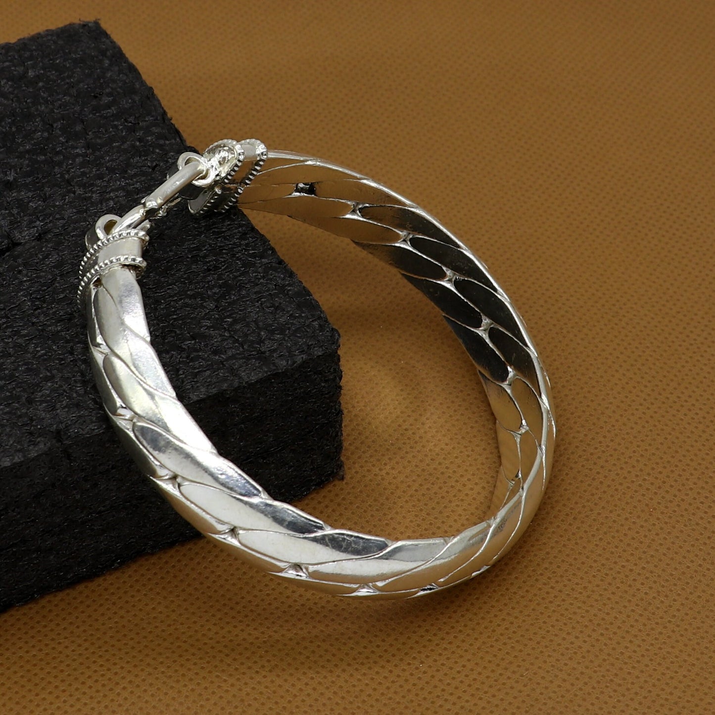 925 Solid Sterling silver handmade vintage style heavy bangle bracelet kada tribal jewelry best for men's gifting silver articles nsk808 - TRIBAL ORNAMENTS