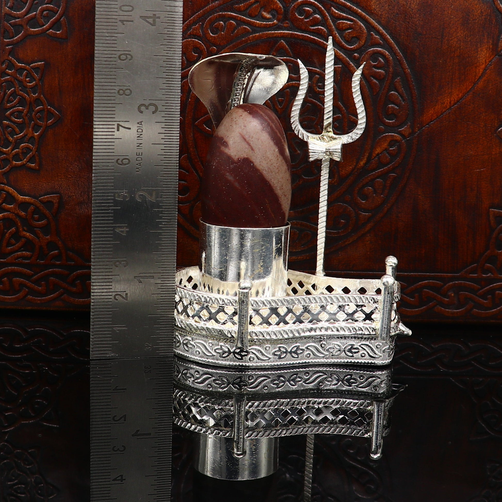 925 solid sterling silver lord shiva Mahakal lingam stand/jalheri, use for put/hold shiva lingam in home temple, handmade article su334 - TRIBAL ORNAMENTS