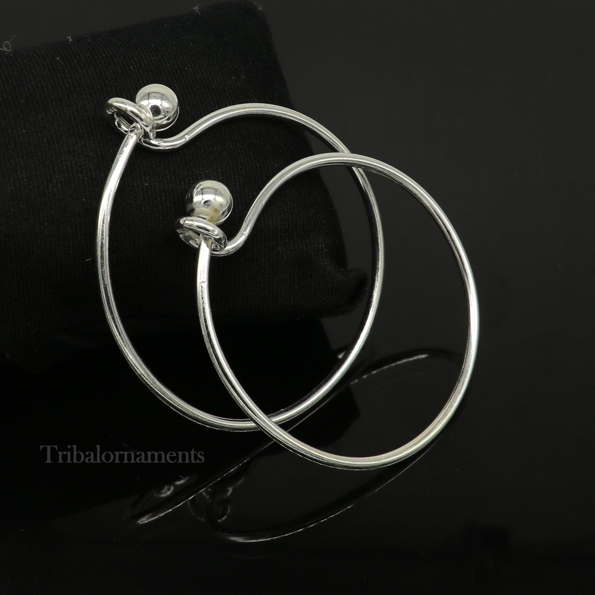 925 sterling customized plain design ball work stylish designer bangle bracelet pure silver gifting jewelry, brides made bangles nba173 - TRIBAL ORNAMENTS