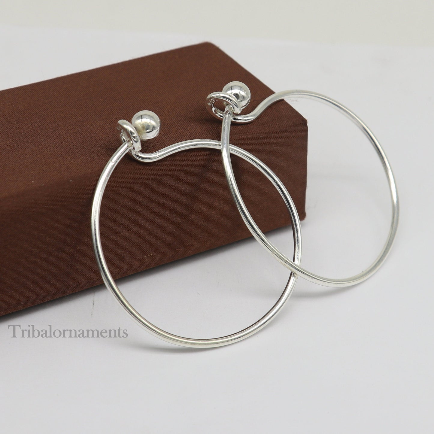 925 sterling customized plain design ball work stylish designer bangle bracelet pure silver gifting jewelry, brides made bangles nba173 - TRIBAL ORNAMENTS