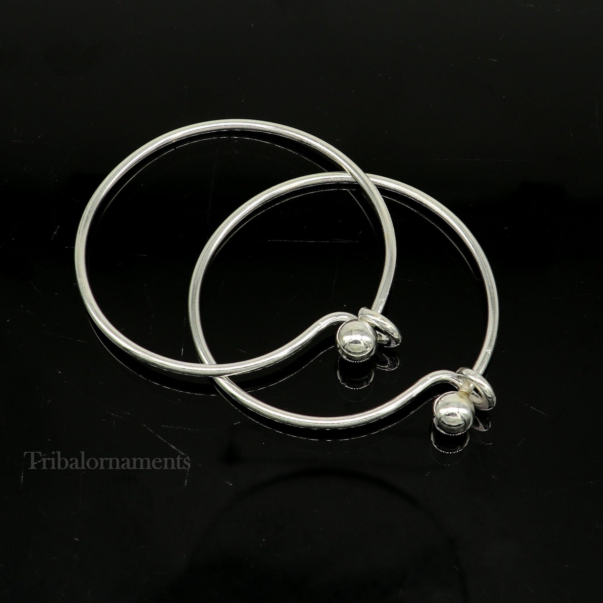 925 sterling customized plain design ball work stylish designer bangle bracelet pure silver gifting jewelry, brides made bangles nba173 - TRIBAL ORNAMENTS