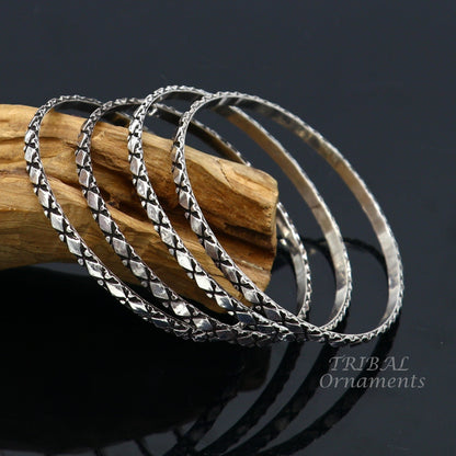 925 sterling silver customized designer bangle bracelet, intricate work, ideal for gifting or bridesmaids from TRIBAL ORNAMENTS.