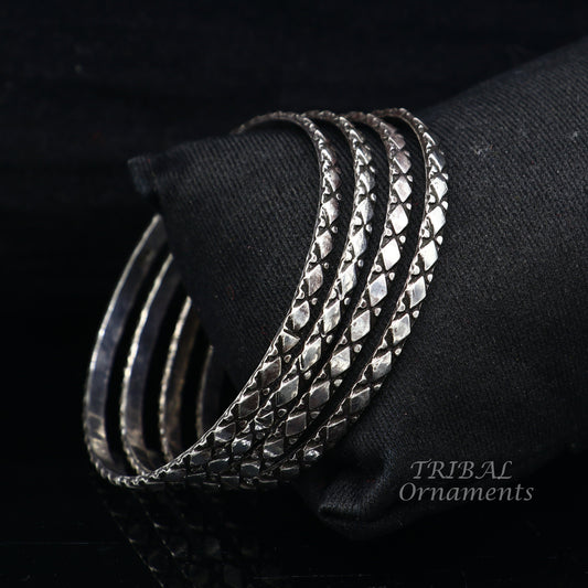 925 sterling customized style work designer bangle bracelet pure silver gifting jewelry, brides made bangles ba158 - TRIBAL ORNAMENTS