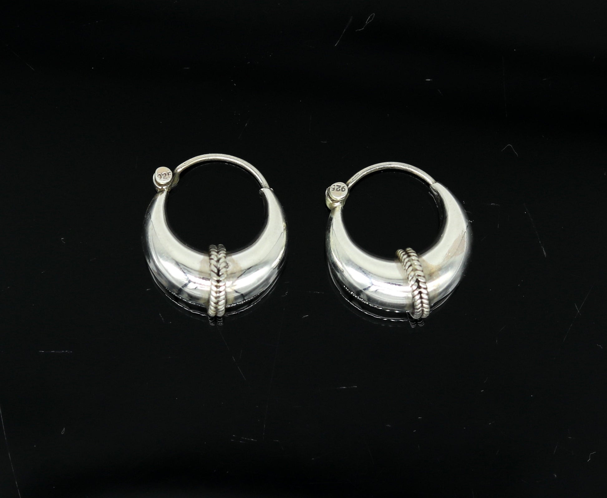 925 sterling Handmade silver jewelry, fabulous vintage stylish customized hoops earrings bali tribal ethnic personalized jewelry ske16 - TRIBAL ORNAMENTS