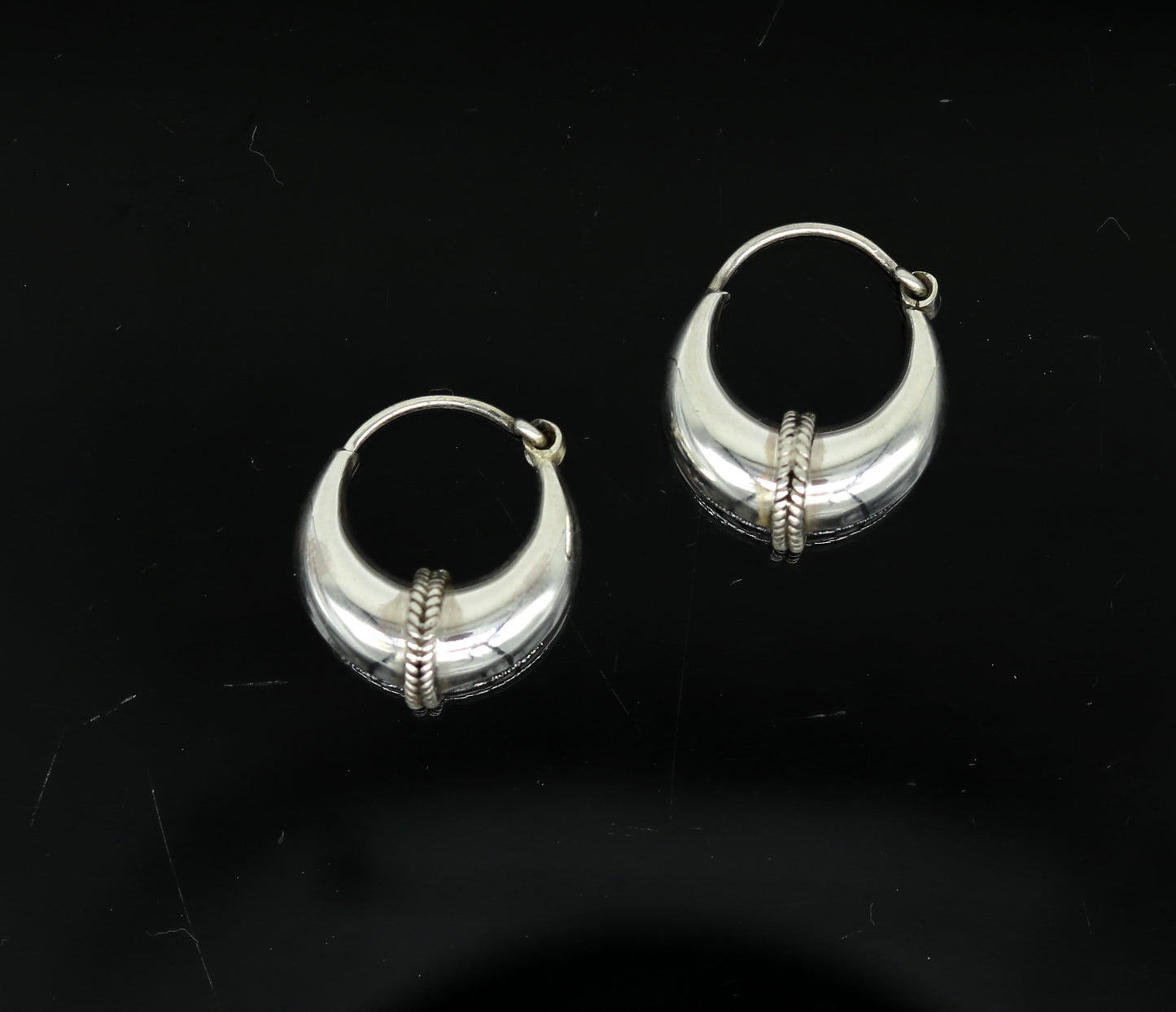 925 sterling Handmade silver jewelry, fabulous vintage stylish customized hoops earrings bali tribal ethnic personalized jewelry ske16 - TRIBAL ORNAMENTS