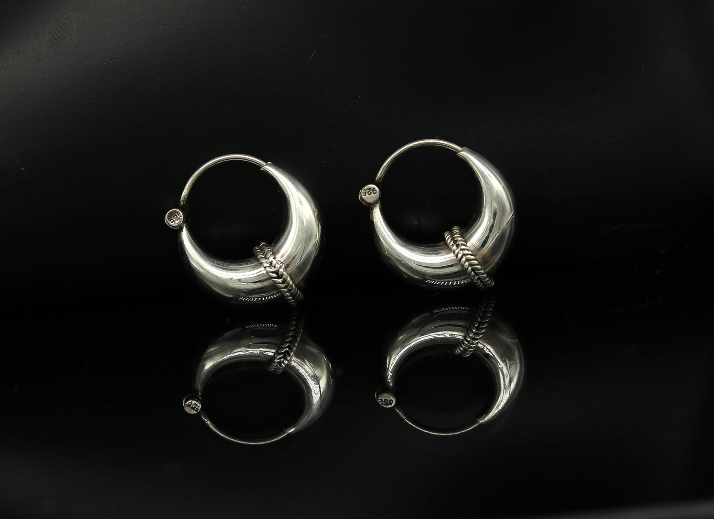 925 sterling Handmade silver jewelry, fabulous vintage stylish customized hoops earrings bali tribal ethnic personalized jewelry ske16 - TRIBAL ORNAMENTS