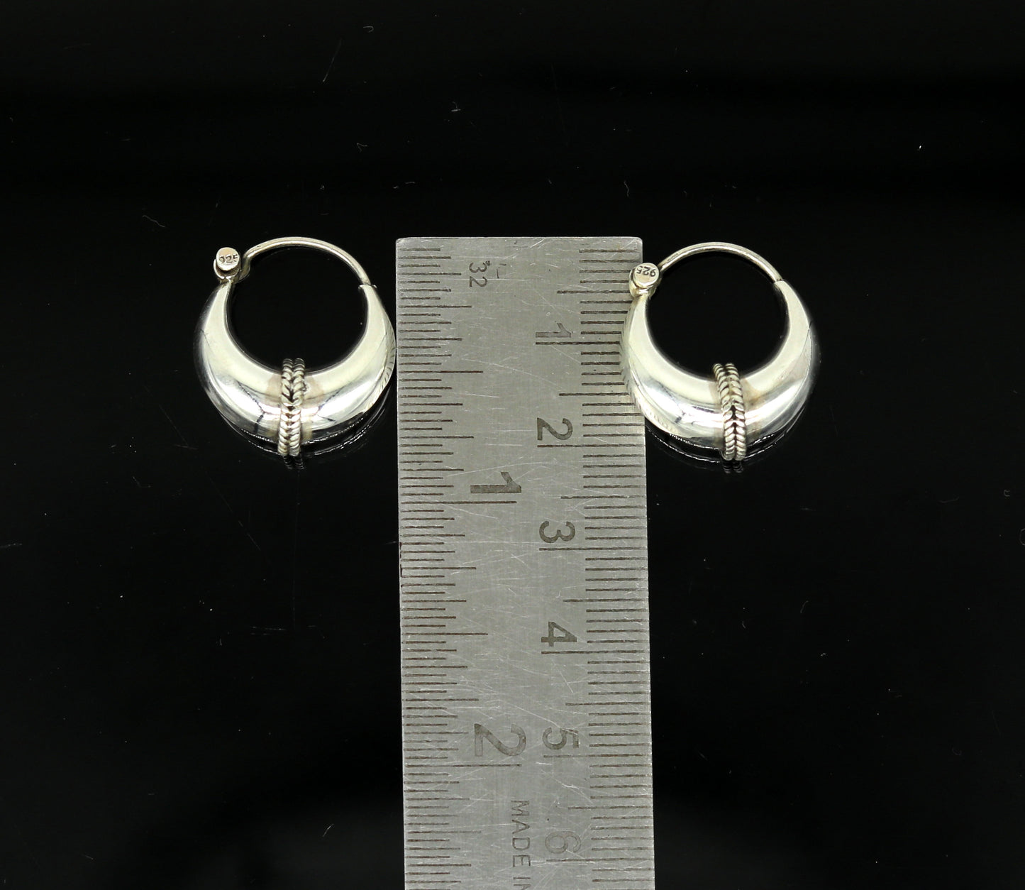 925 sterling Handmade silver jewelry, fabulous vintage stylish customized hoops earrings bali tribal ethnic personalized jewelry ske16 - TRIBAL ORNAMENTS