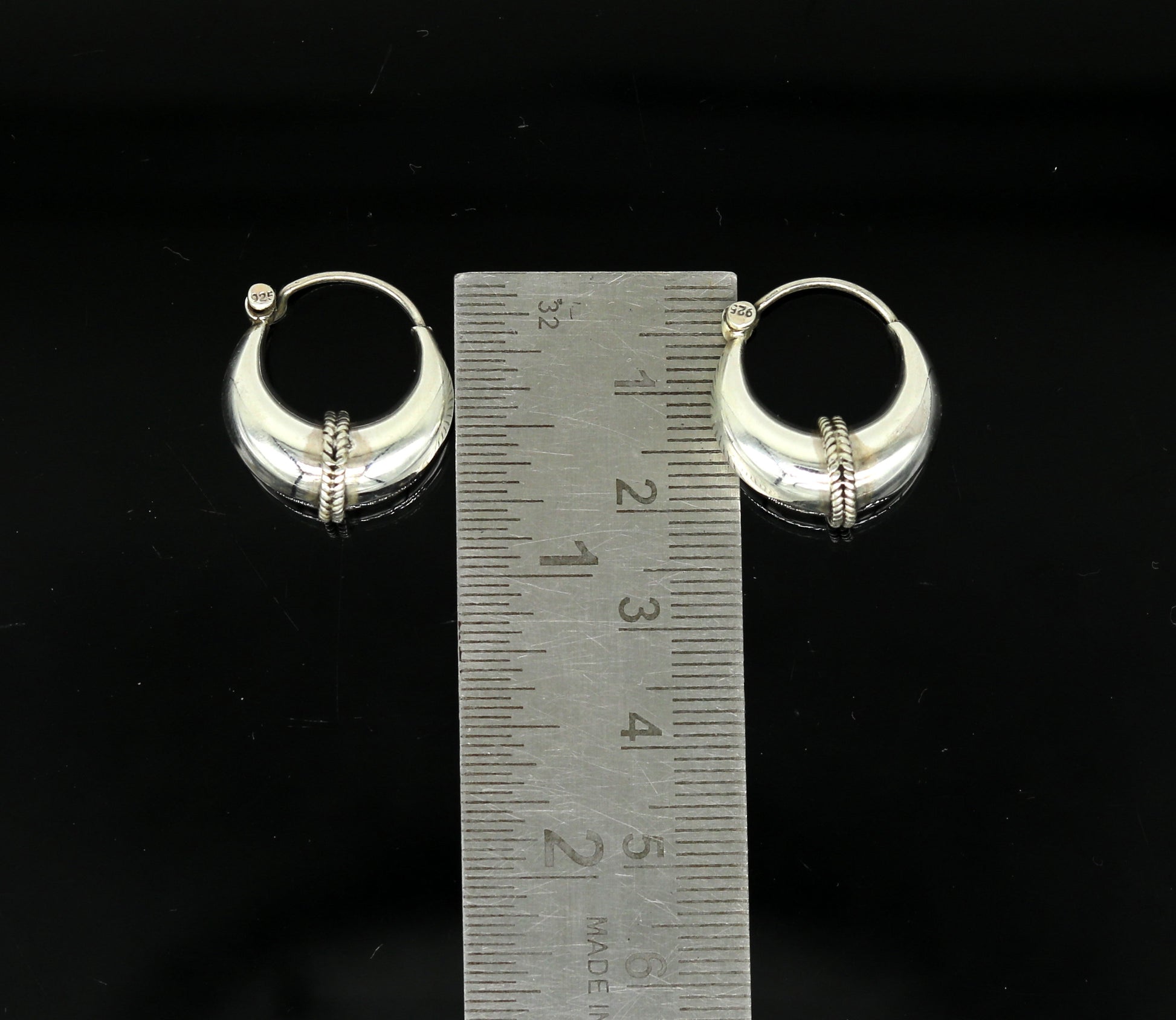 925 sterling Handmade silver jewelry, fabulous vintage stylish customized hoops earrings bali tribal ethnic personalized jewelry ske16 - TRIBAL ORNAMENTS