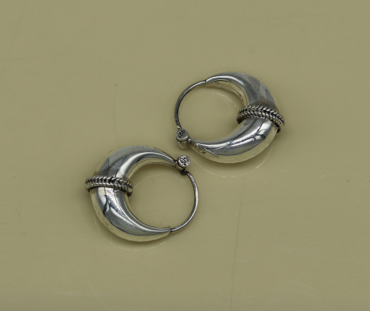 925 sterling Handmade silver jewelry, fabulous vintage stylish customized hoops earrings bali tribal ethnic personalized jewelry ske16 - TRIBAL ORNAMENTS