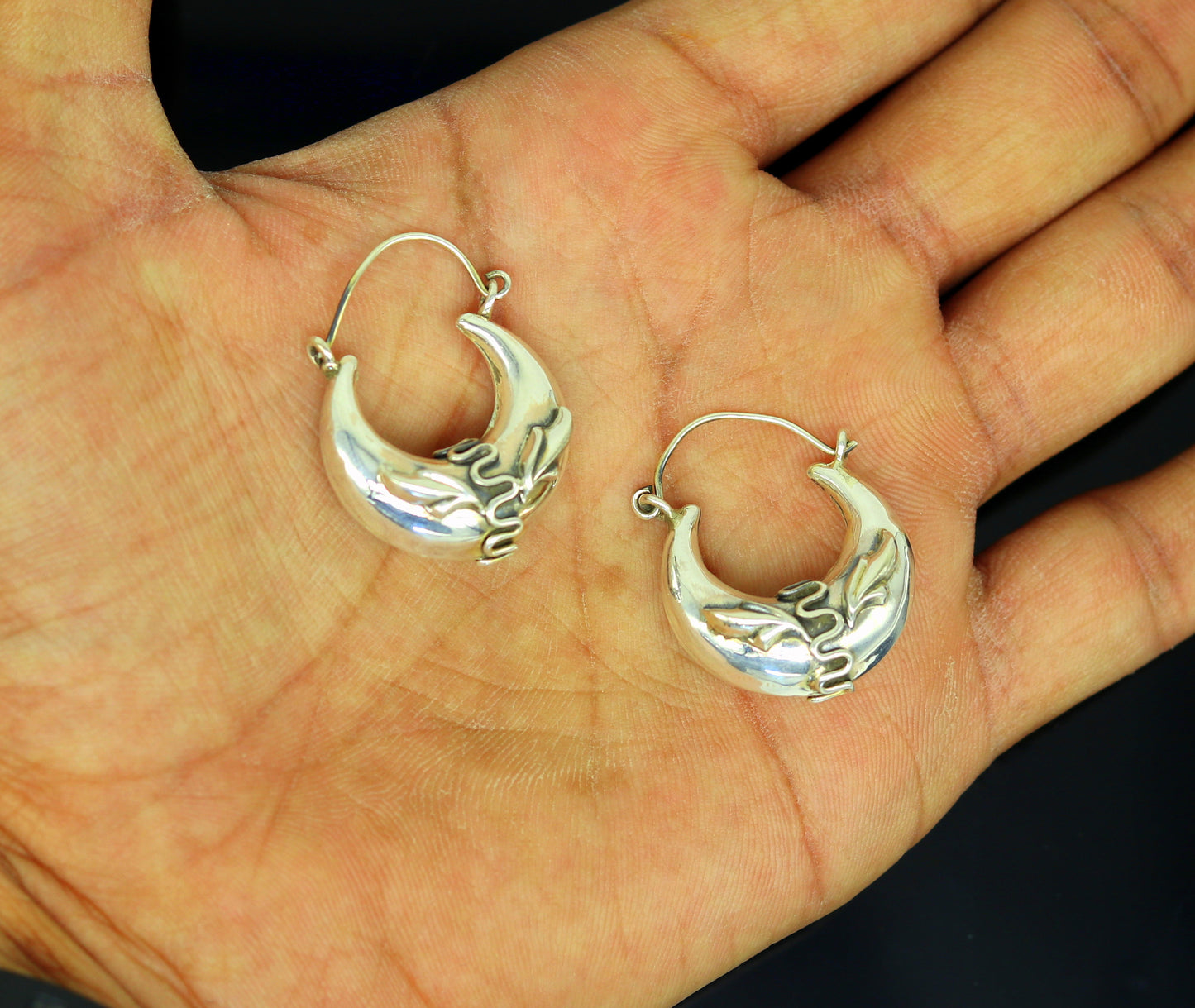 925 sterling Handmade silver jewelry, fabulous vintage stylish customized hoops earrings bali tribal ethnic personalized jewelry ske3 - TRIBAL ORNAMENTS