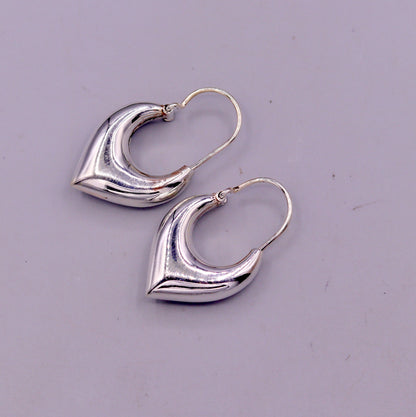 925 sterling pure silver handmade vintage customized design fabulous unisex hoops earrings kundal, ethnic bali tribal jewelry india s585 - TRIBAL ORNAMENTS