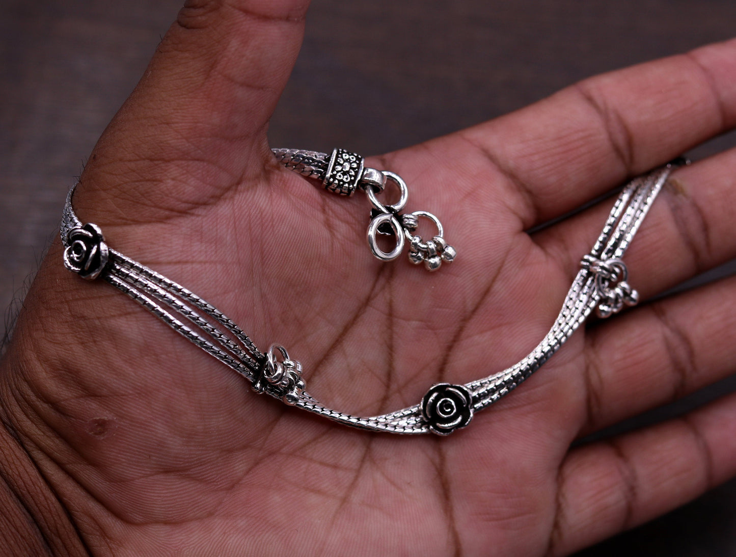 925 sterling silver 10.5" long customized chain anklet, excellent personalized ankle bracelet foot jewelry belly dance jewelry  ank38 - TRIBAL ORNAMENTS