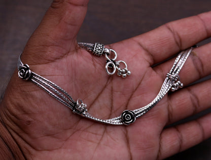 925 sterling silver 10.5-inch customized chain anklet with personalized foot jewelry for belly dance and ankle decoration.