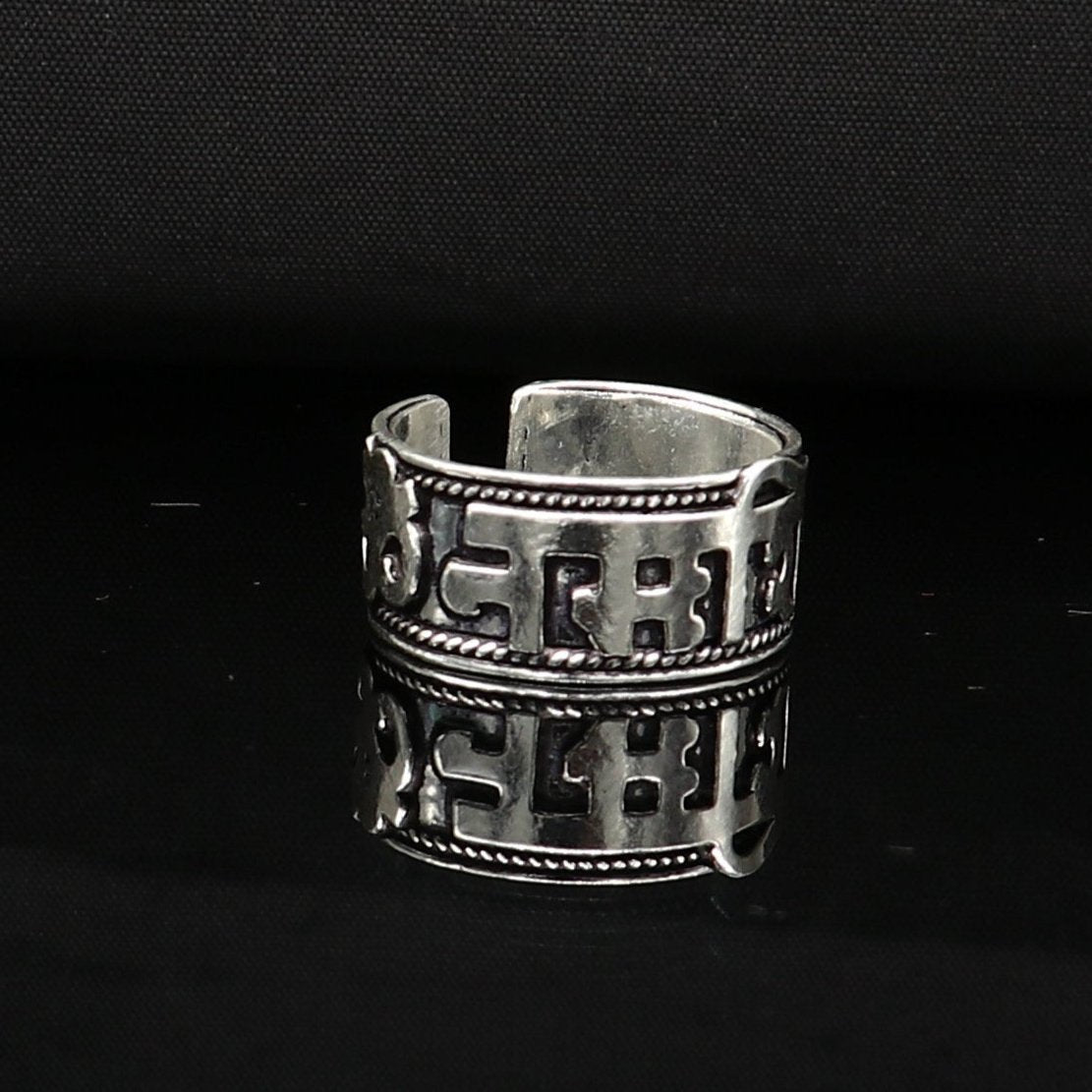 925 sterling silver 11mm solid handcrafted Adjustable idol Shiva mantra "Aum Namah Shivay" devine ring band, thumb ring jewelry ring333 - TRIBAL ORNAMENTS