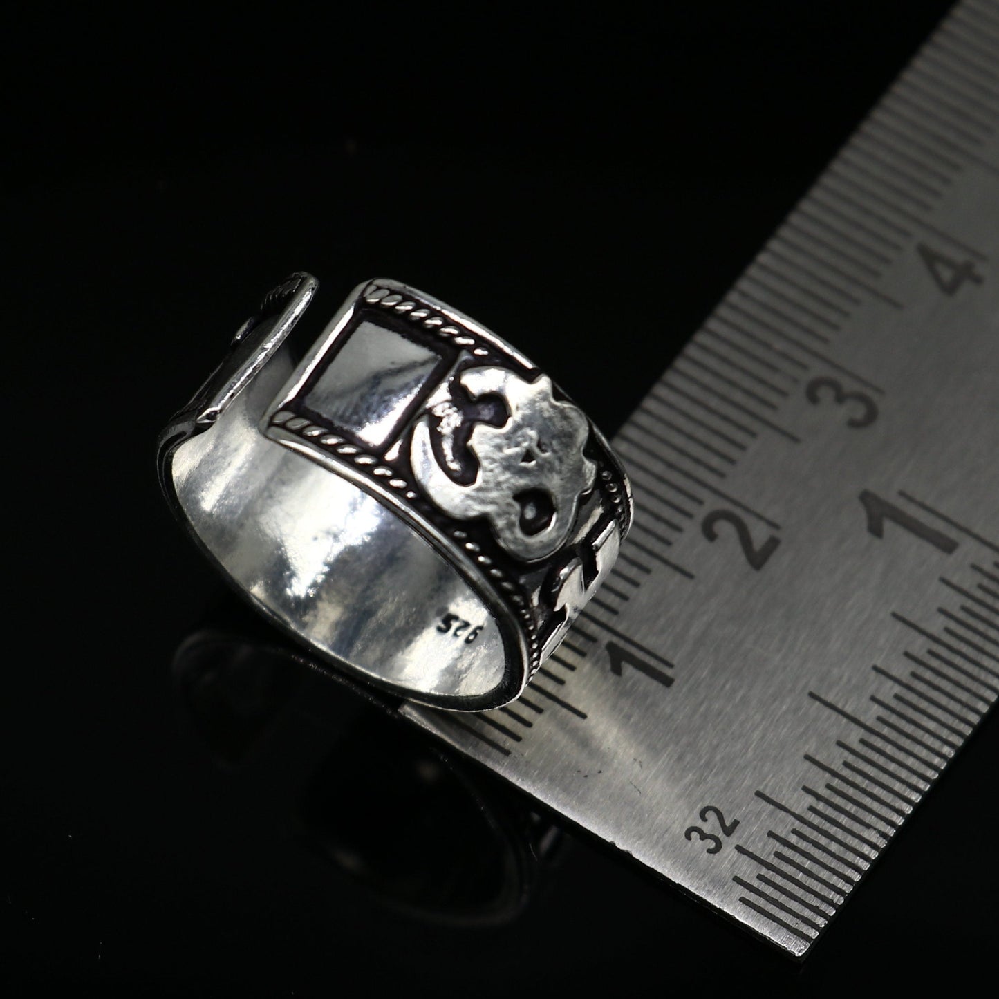 925 sterling silver 11mm solid handcrafted Adjustable idol Shiva mantra "Aum Namah Shivay" devine ring band, thumb ring jewelry ring333 - TRIBAL ORNAMENTS