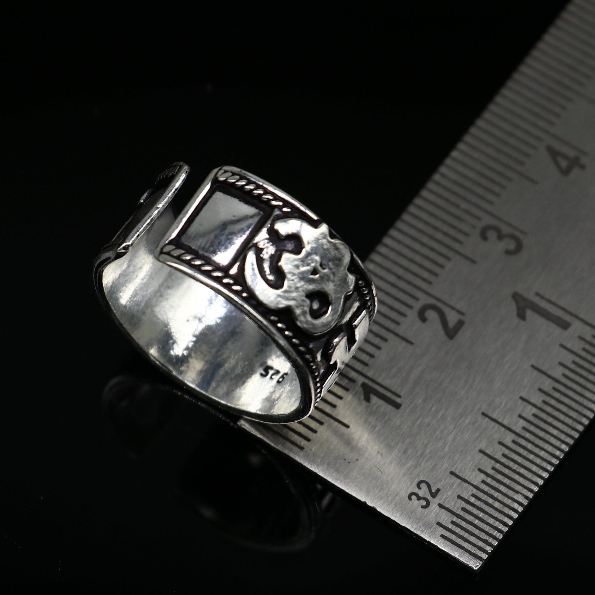 925 sterling silver 11mm solid handcrafted Adjustable idol Shiva mantra "Aum Namah Shivay" devine ring band, thumb ring jewelry ring333 - TRIBAL ORNAMENTS