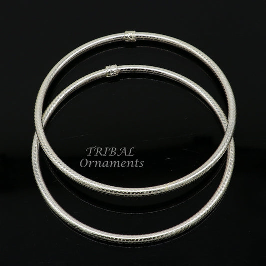 925 sterling silver 3.5mm Vintage design Indian traditional silver women's foot kada anklet pair kada hollow bracelet tribal jewelry nsfk85 - TRIBAL ORNAMENTS