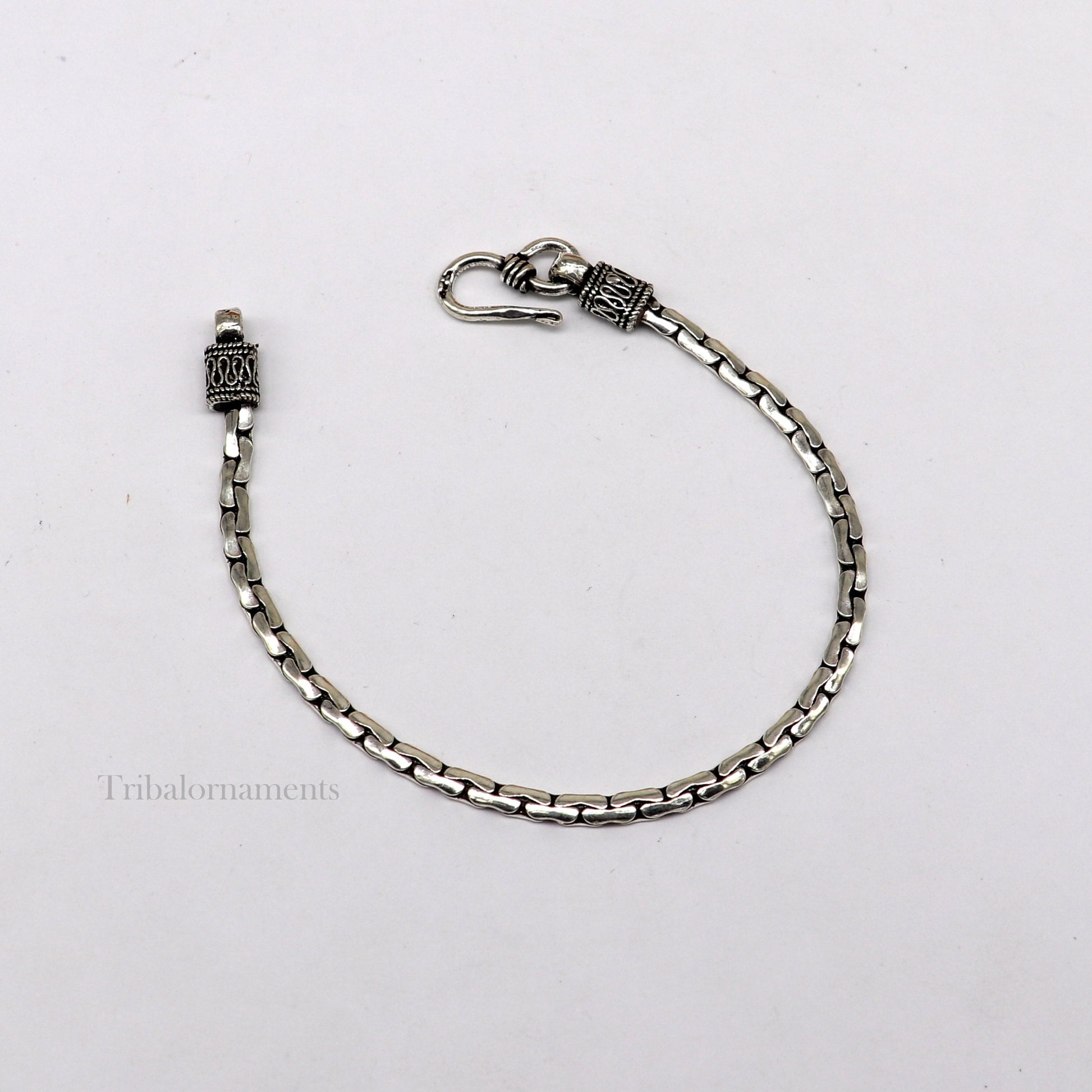 925 sterling silver 6.5 inches customized vintage design girl's jewelry bracelet from india, best light weight gift from india nsbr353 - TRIBAL ORNAMENTS