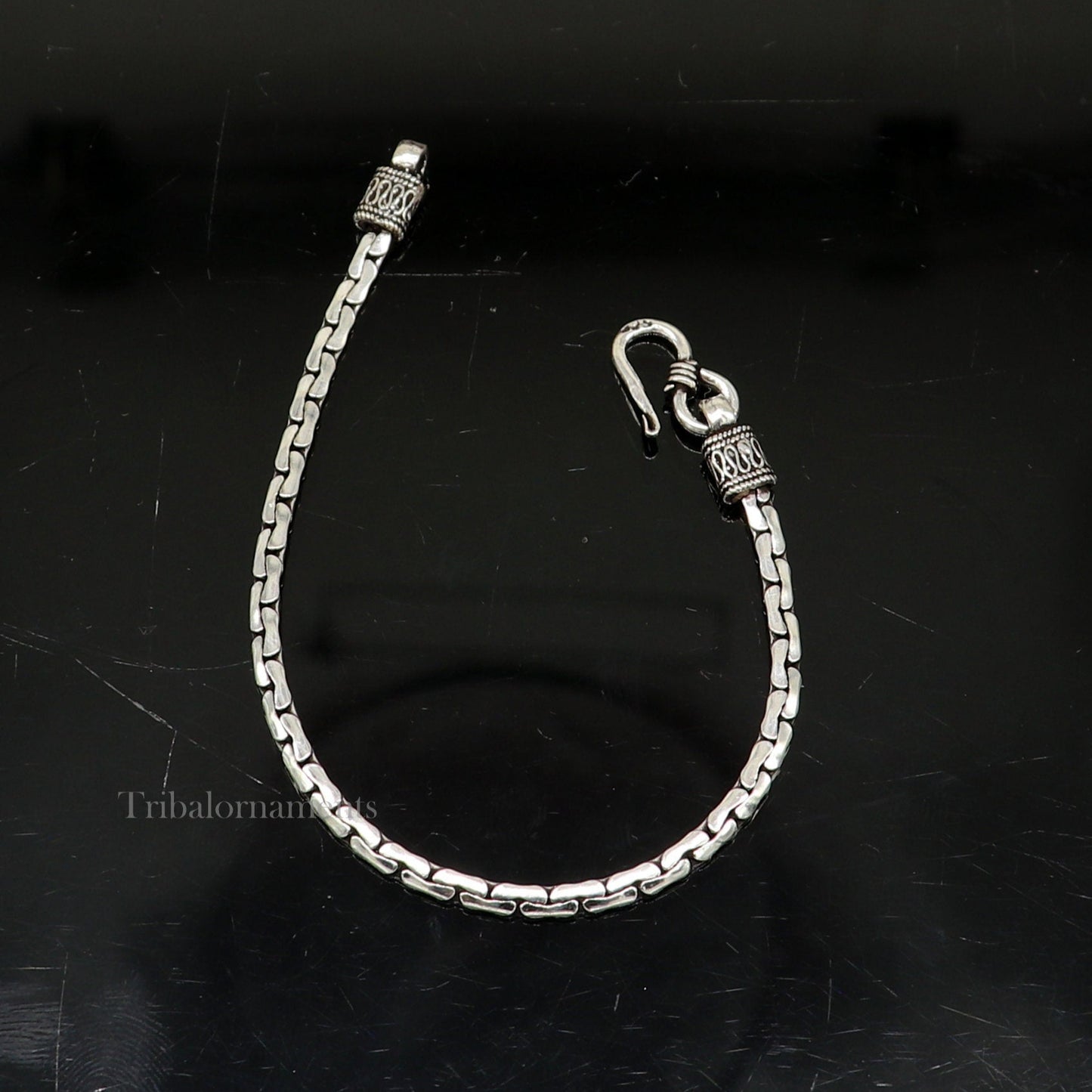 925 sterling silver 6.5 inches customized vintage design girl's jewelry bracelet from india, best light weight gift from india nsbr353 - TRIBAL ORNAMENTS