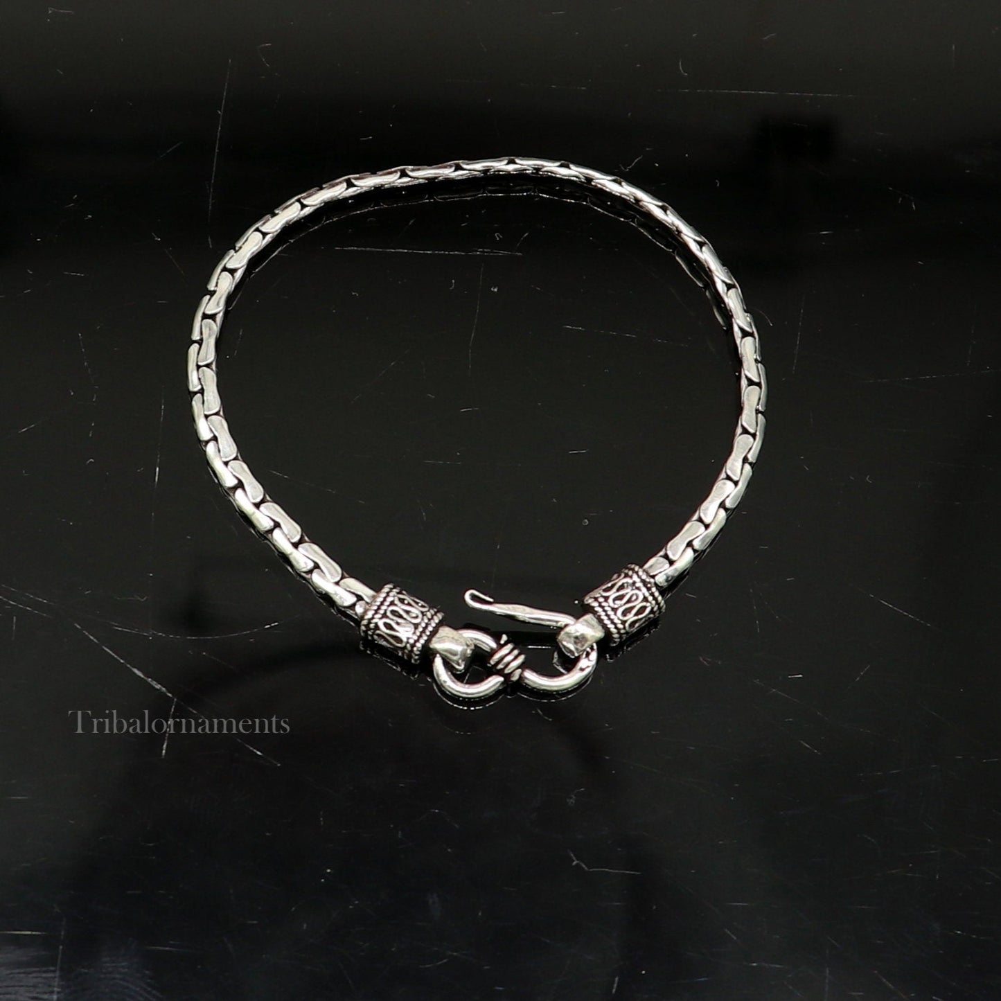 925 sterling silver 6.5 inches customized vintage design girl's jewelry bracelet from india, best light weight gift from india nsbr353 - TRIBAL ORNAMENTS