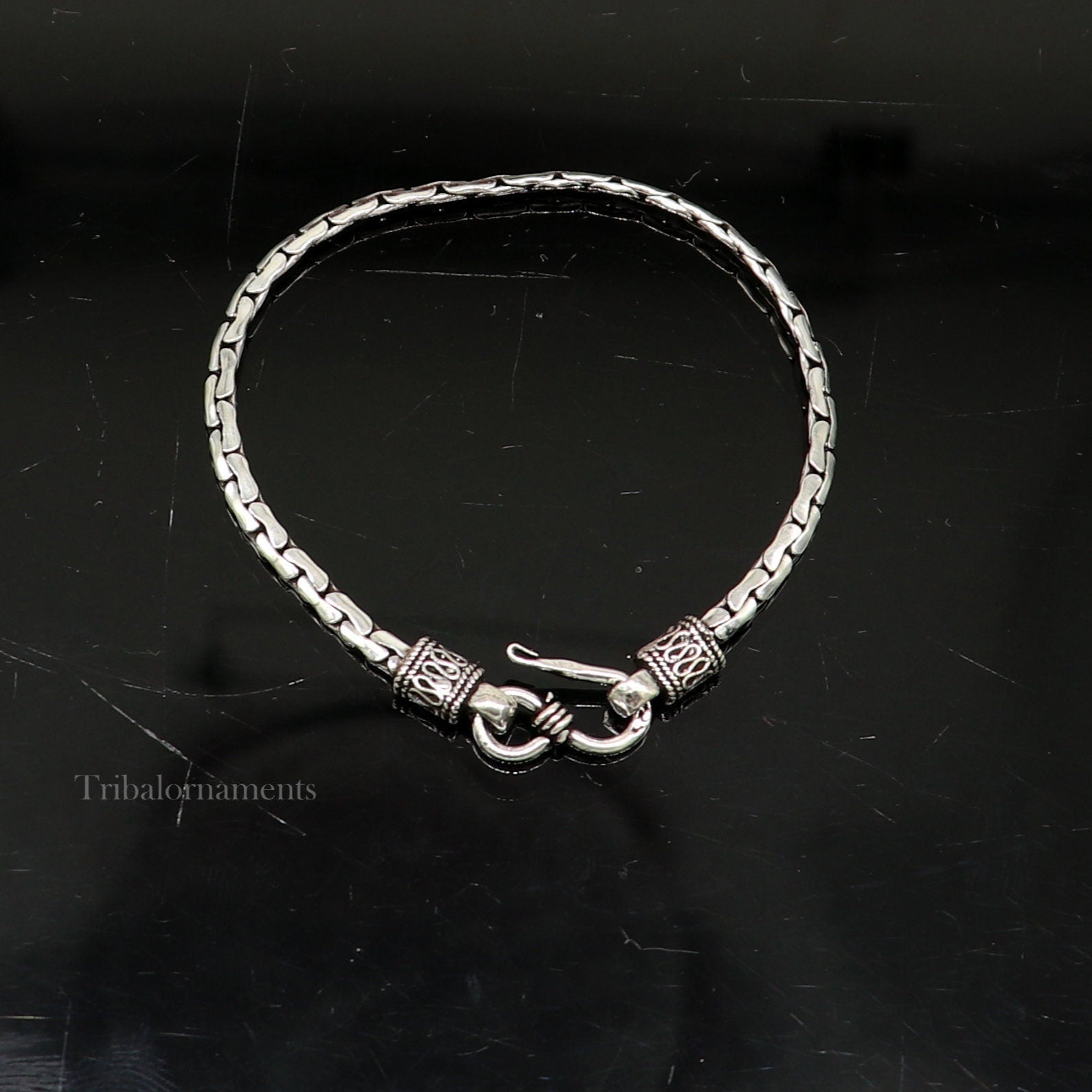 925 sterling silver 6.5 inches customized vintage design girl's jewelry bracelet from india, best light weight gift from india nsbr353 - TRIBAL ORNAMENTS