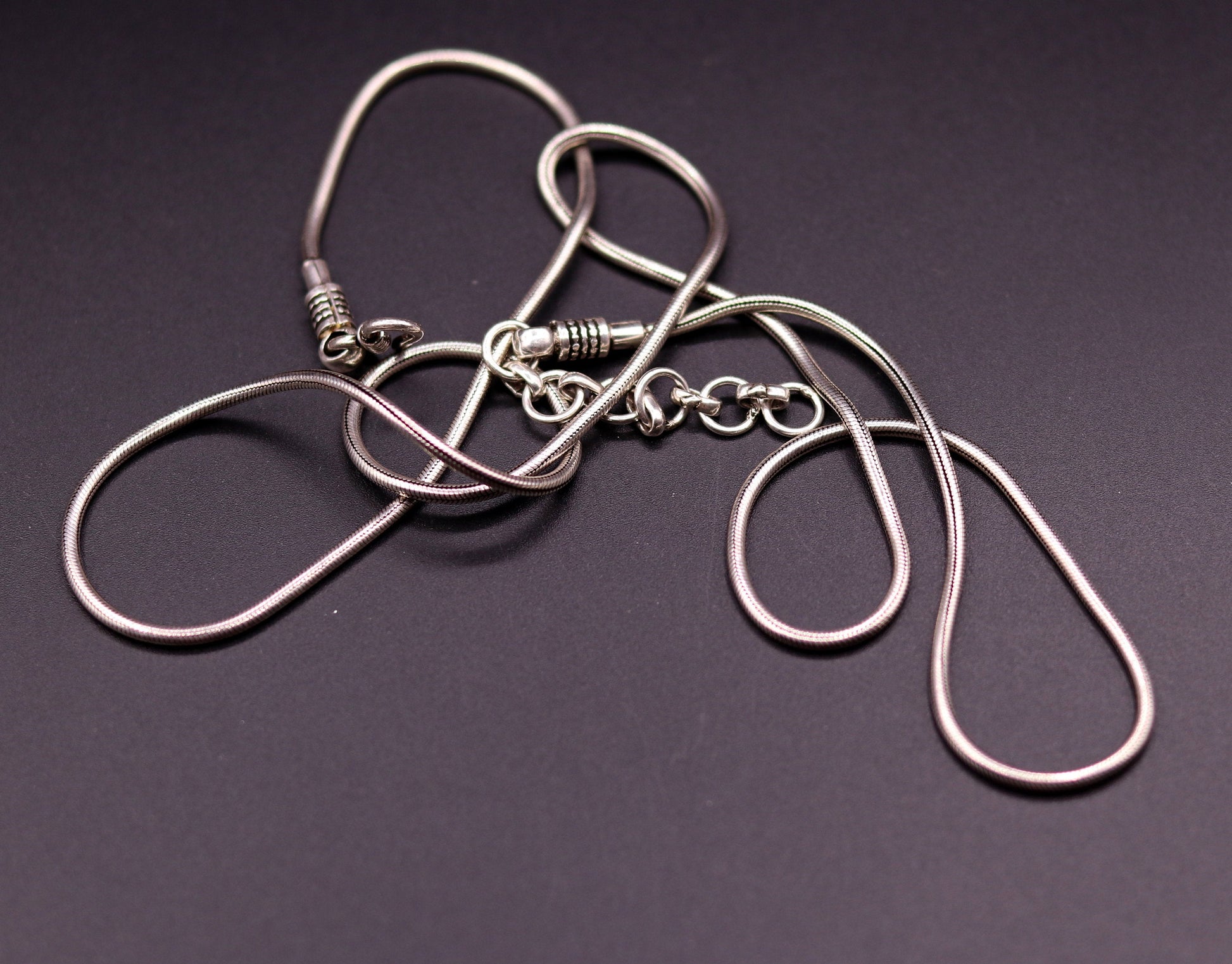 925 Sterling silver adjustable 32 to 34 inches handmade snake chain vintage antique design belly chain long belly chain for belly dance ch50 - TRIBAL ORNAMENTS