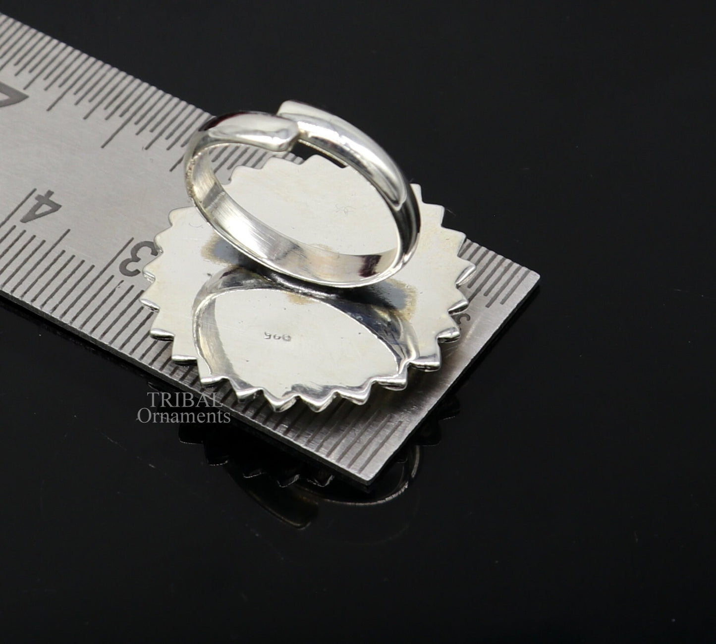 925 sterling silver adjustable ring band with fabulous flower painting ring unisex India jewelry ring505 - TRIBAL ORNAMENTS