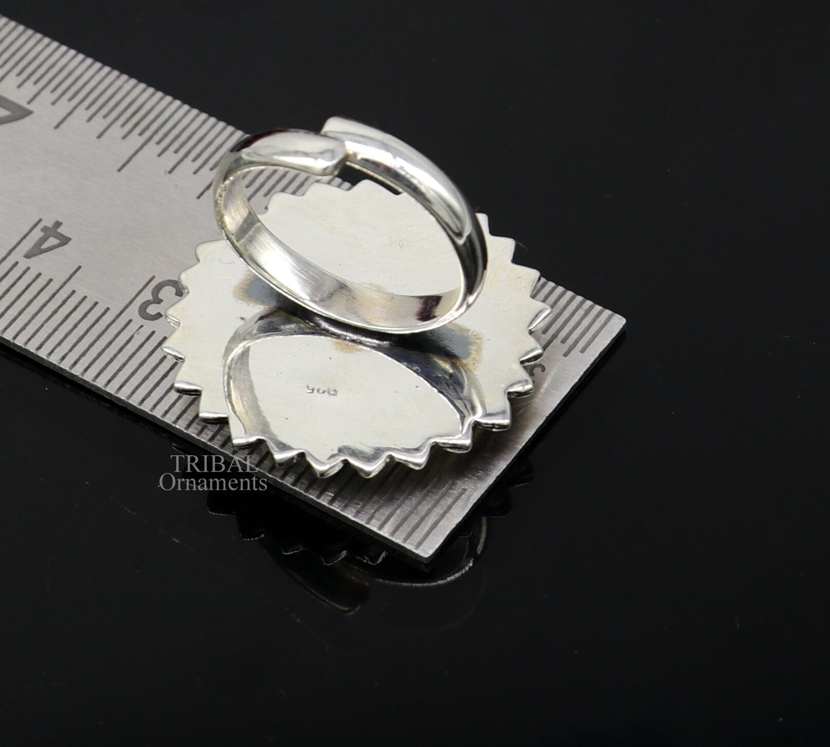 925 sterling silver adjustable ring band with fabulous flower painting ring unisex India jewelry ring505 - TRIBAL ORNAMENTS