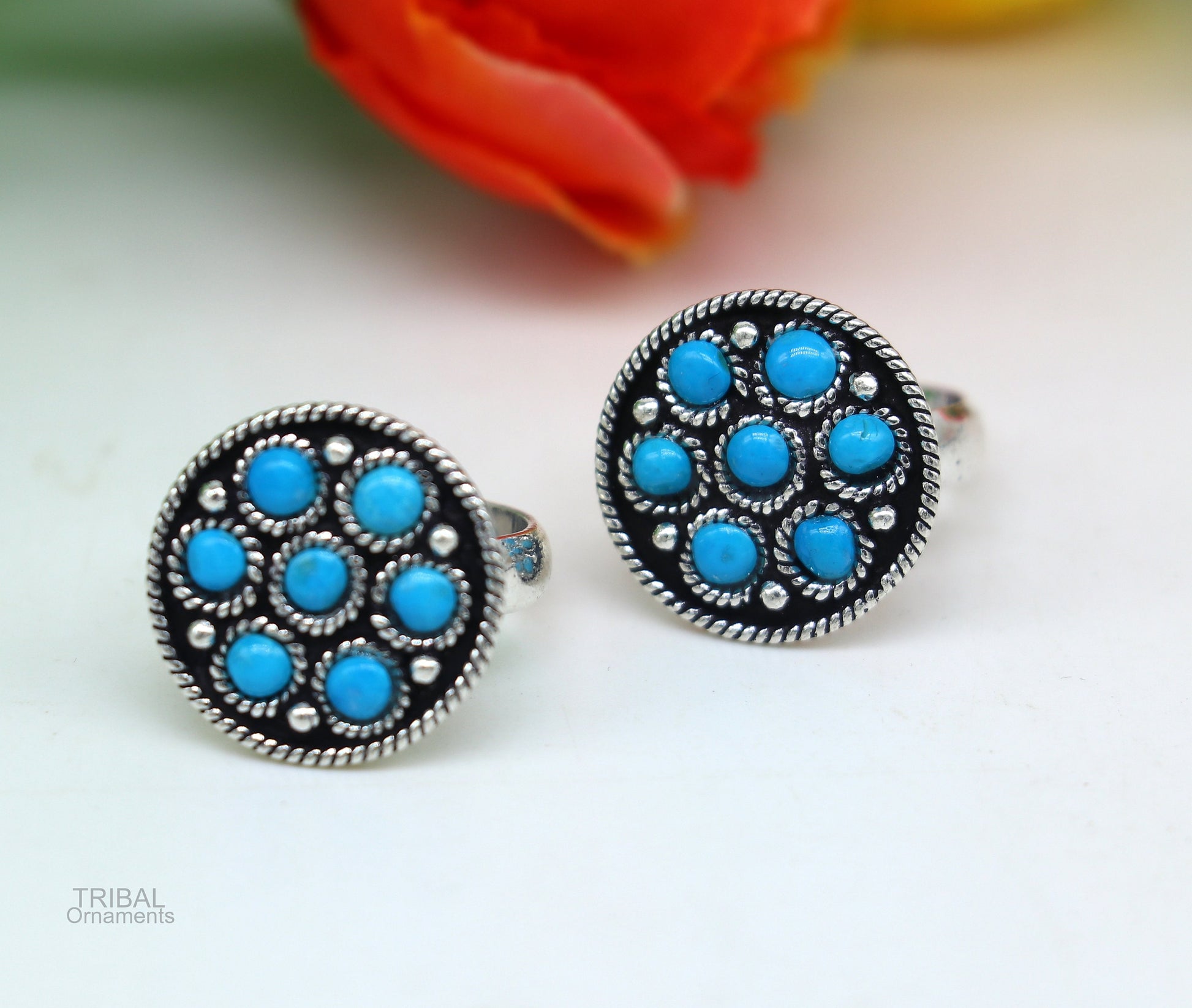 925 sterling silver adjustable tiny toe ring band fabulous blue turquoise stone tribal belly dance brides jewelry from india ntr56 - TRIBAL ORNAMENTS