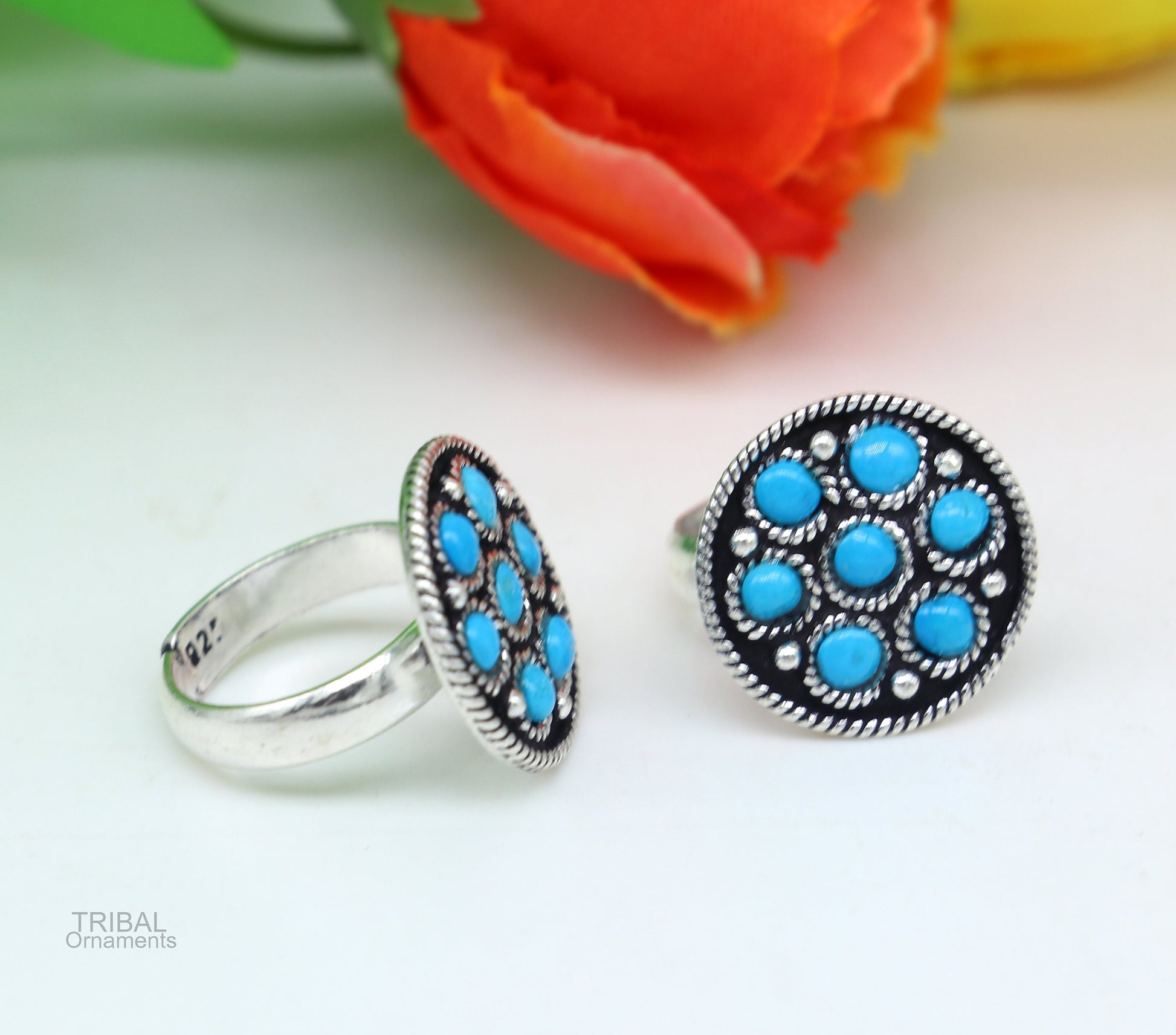 925 sterling silver adjustable tiny toe ring band fabulous blue turquoise stone tribal belly dance brides jewelry from india ntr56 - TRIBAL ORNAMENTS