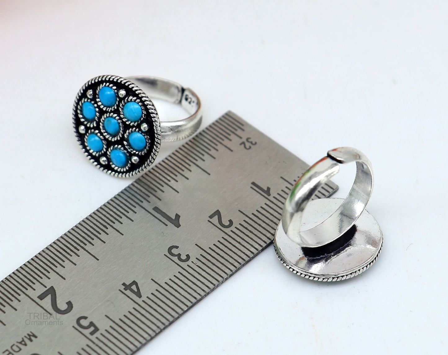 925 sterling silver adjustable tiny toe ring band fabulous blue turquoise stone tribal belly dance brides jewelry from india ntr56 - TRIBAL ORNAMENTS