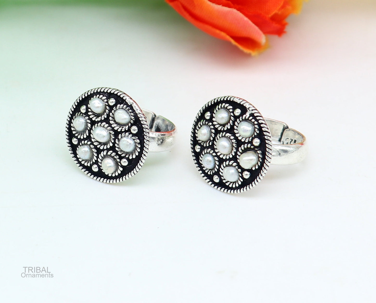 925 sterling silver adjustable tiny toe ring band fabulous blue turquoise stone tribal belly dance brides jewelry from india ntr57 - TRIBAL ORNAMENTS