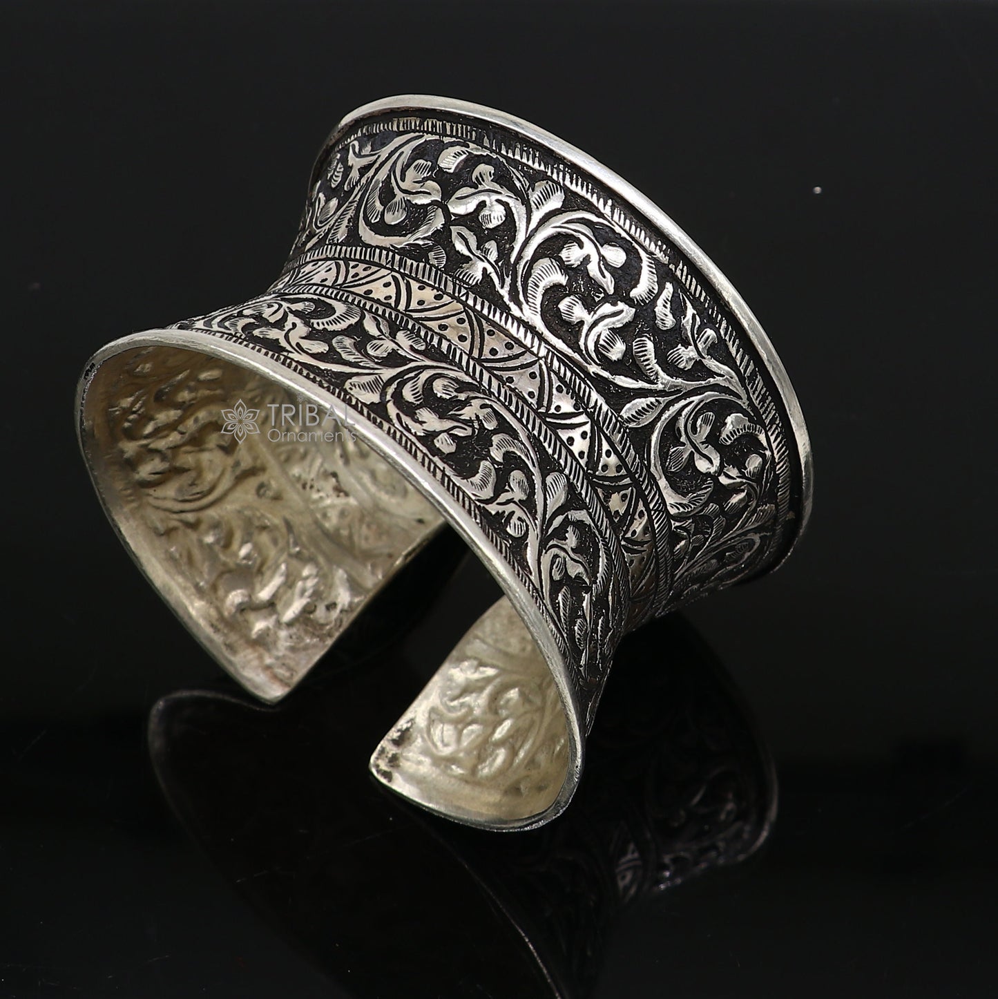 925 sterling silver adjustable tribal cuff bracelet, excellent wedding cuff bangle bracelet Tribal ethnic boho Navratri jewelry cuff190 - TRIBAL ORNAMENTS